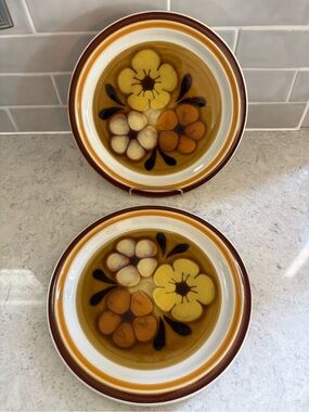 Vintage Chadds Ford Stoneware “Aloha” Japan –10.75” Dinner Plate Retro Flower